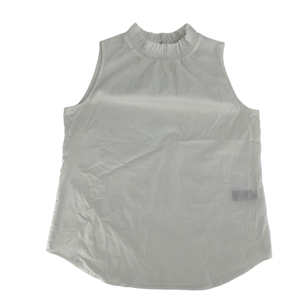 Banana Republic White Sleeveless Ruffled High Neck Blouse Size XS Petite Women’s